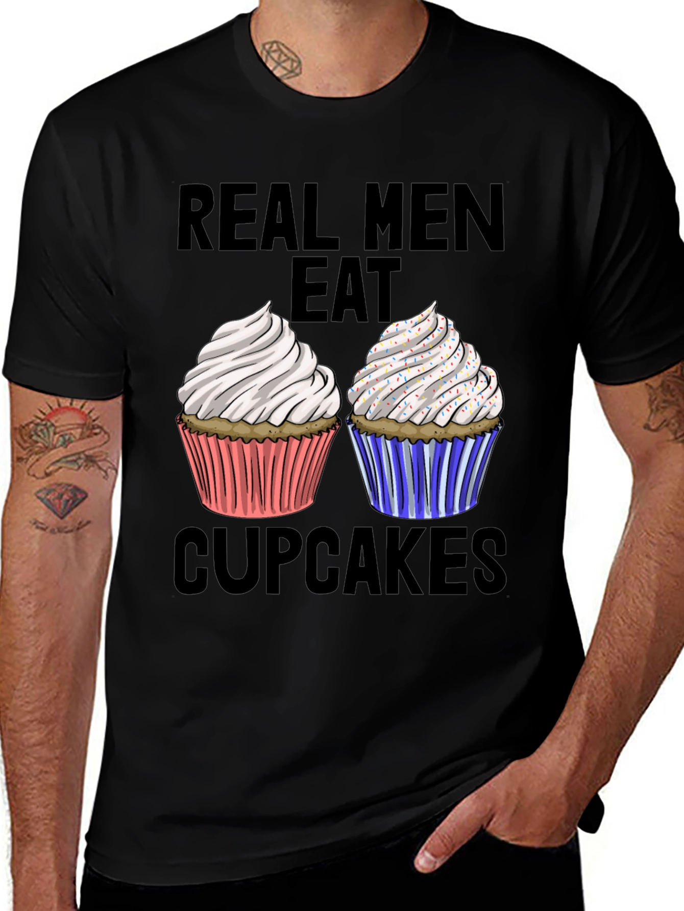 Real Men Eat Cupcakes T-Shirt Funny Graphic Tee