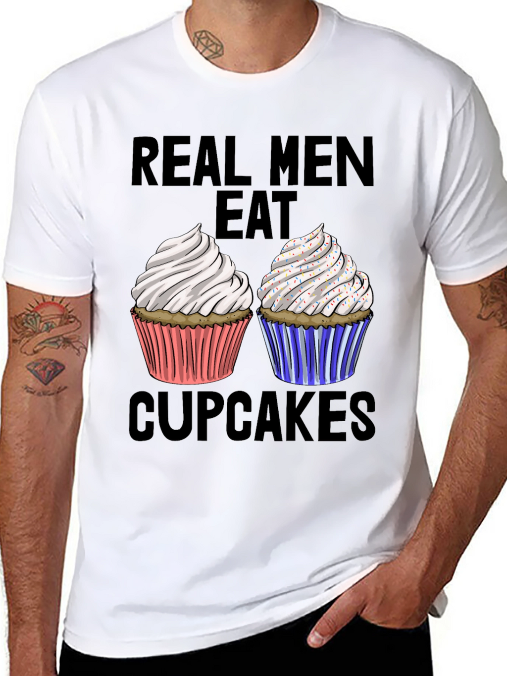 Real Men Eat Cupcakes T-Shirt Funny Graphic Tee