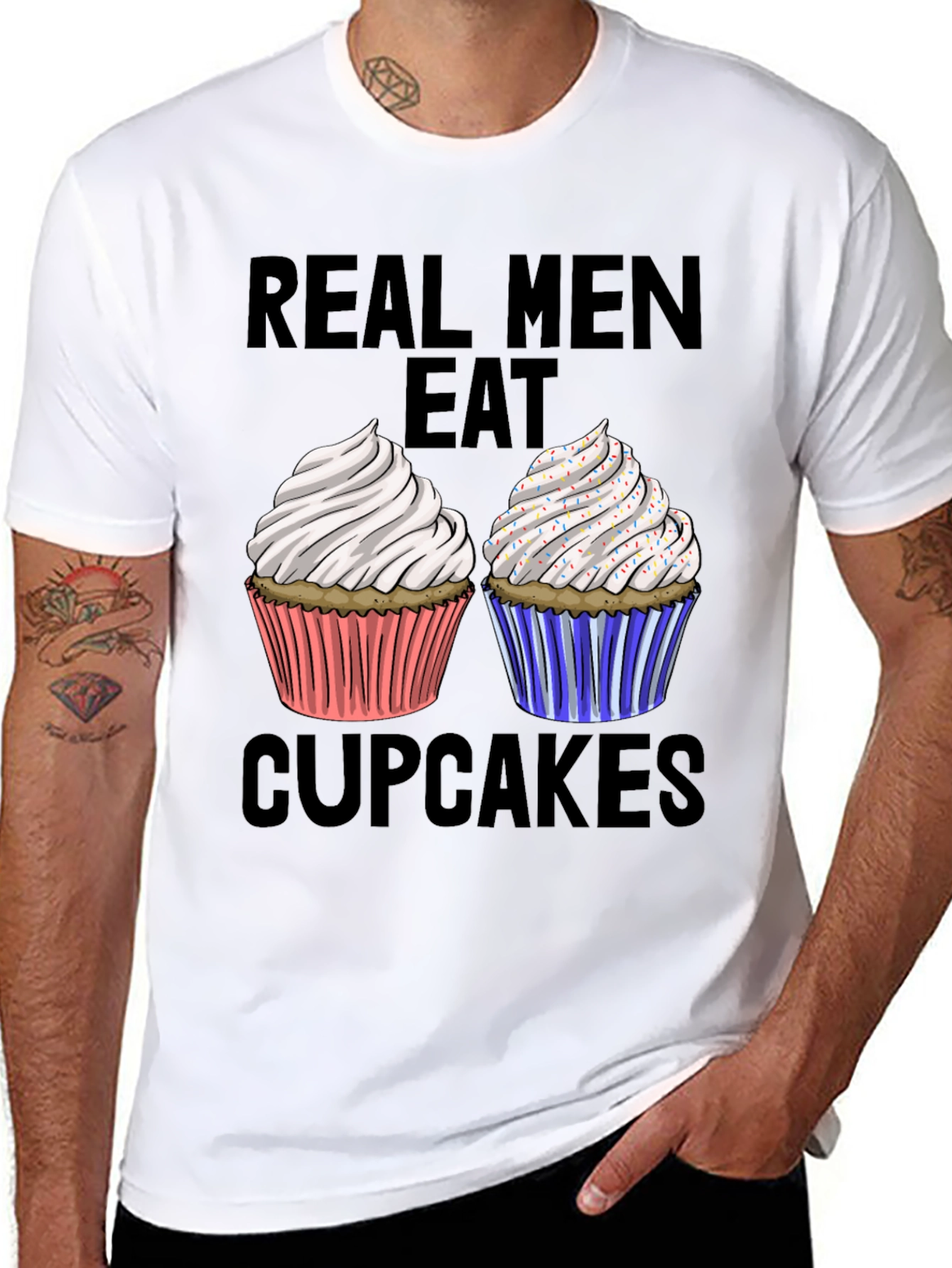 Real Men Eat Cupcakes T-Shirt Funny Graphic Tee