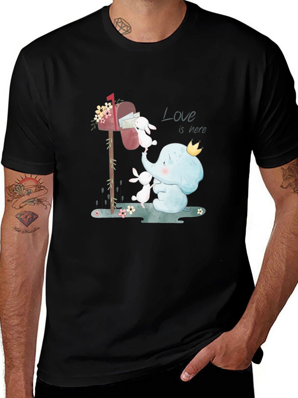 Elephant & Bunny Love Graphic T-Shirt