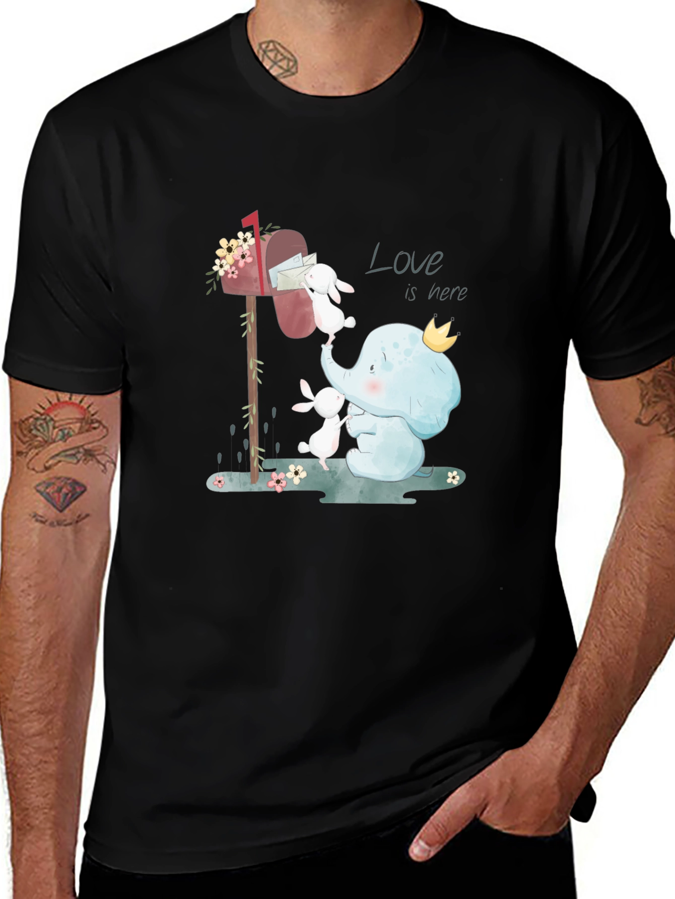 Elephant & Bunny Love Graphic T-Shirt