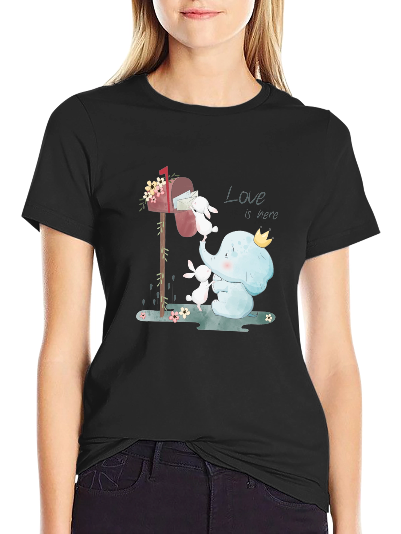 Elephant & Bunny Love Graphic T-Shirt
