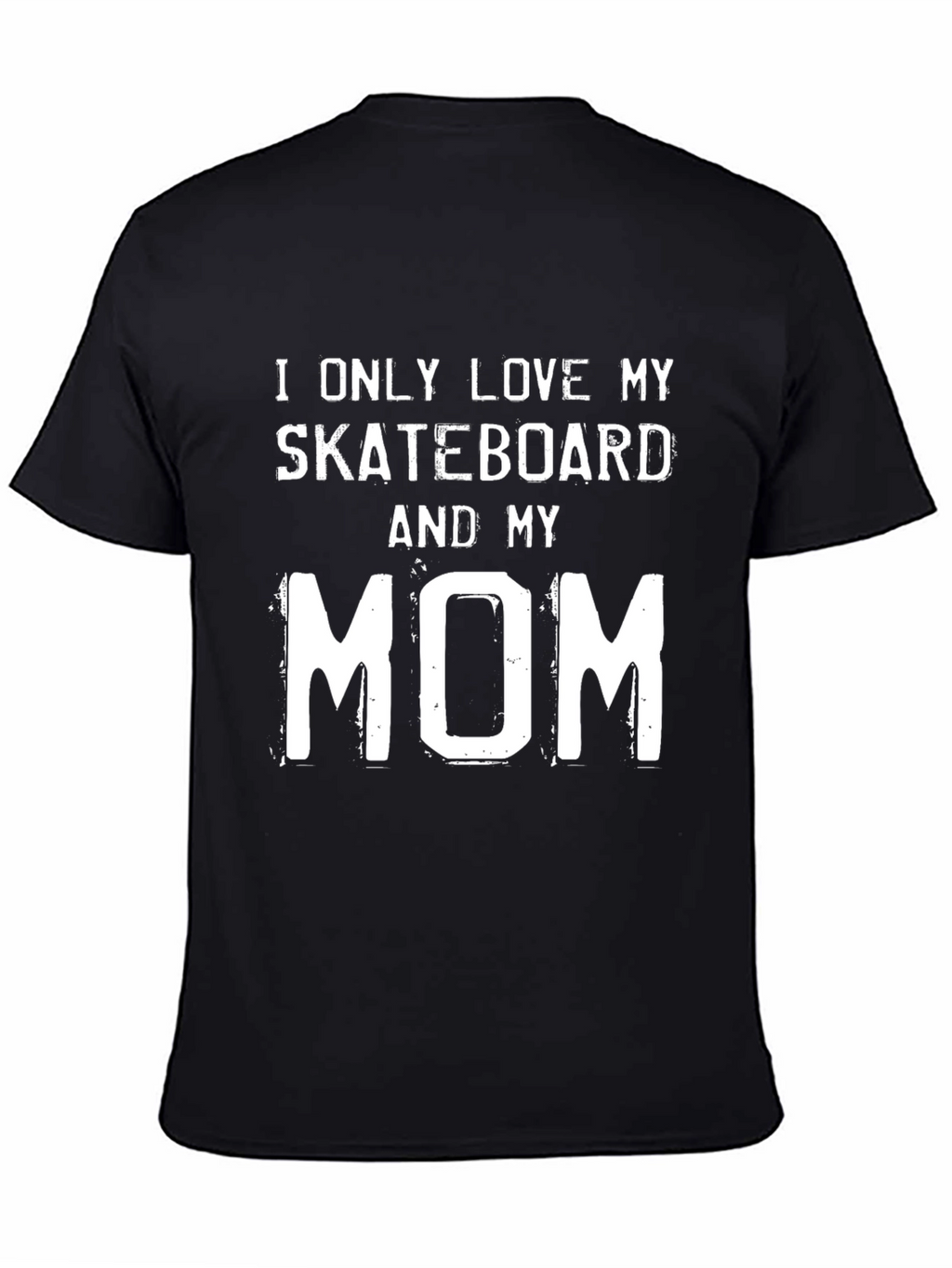 Skateboard & Mom Graphic Tee - Black Cotton T-Shirt