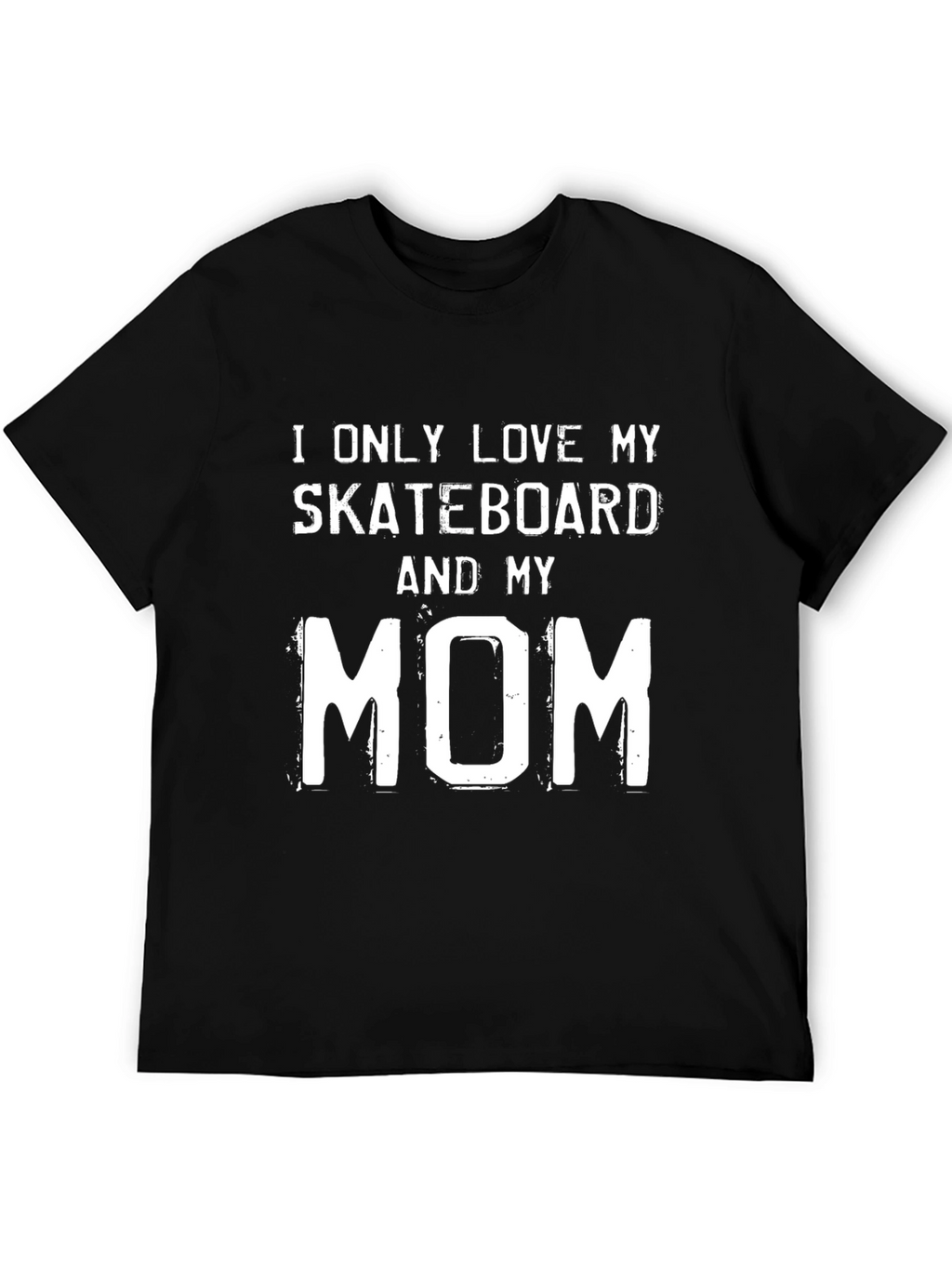 Skateboard & Mom Graphic Tee - Black Cotton T-Shirt