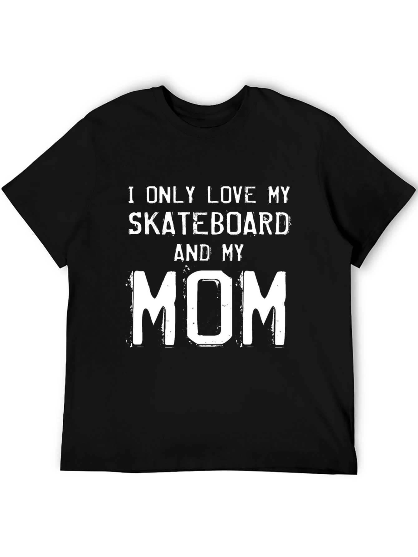 Skateboard & Mom Graphic Tee - Black Cotton T-Shirt