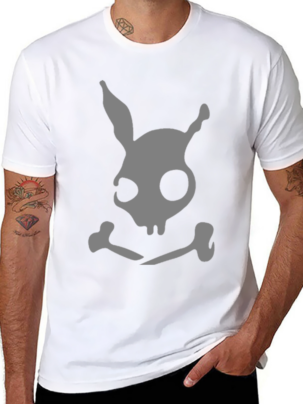 Dark Bunny Skull & Crossbones Black T-Shirt
