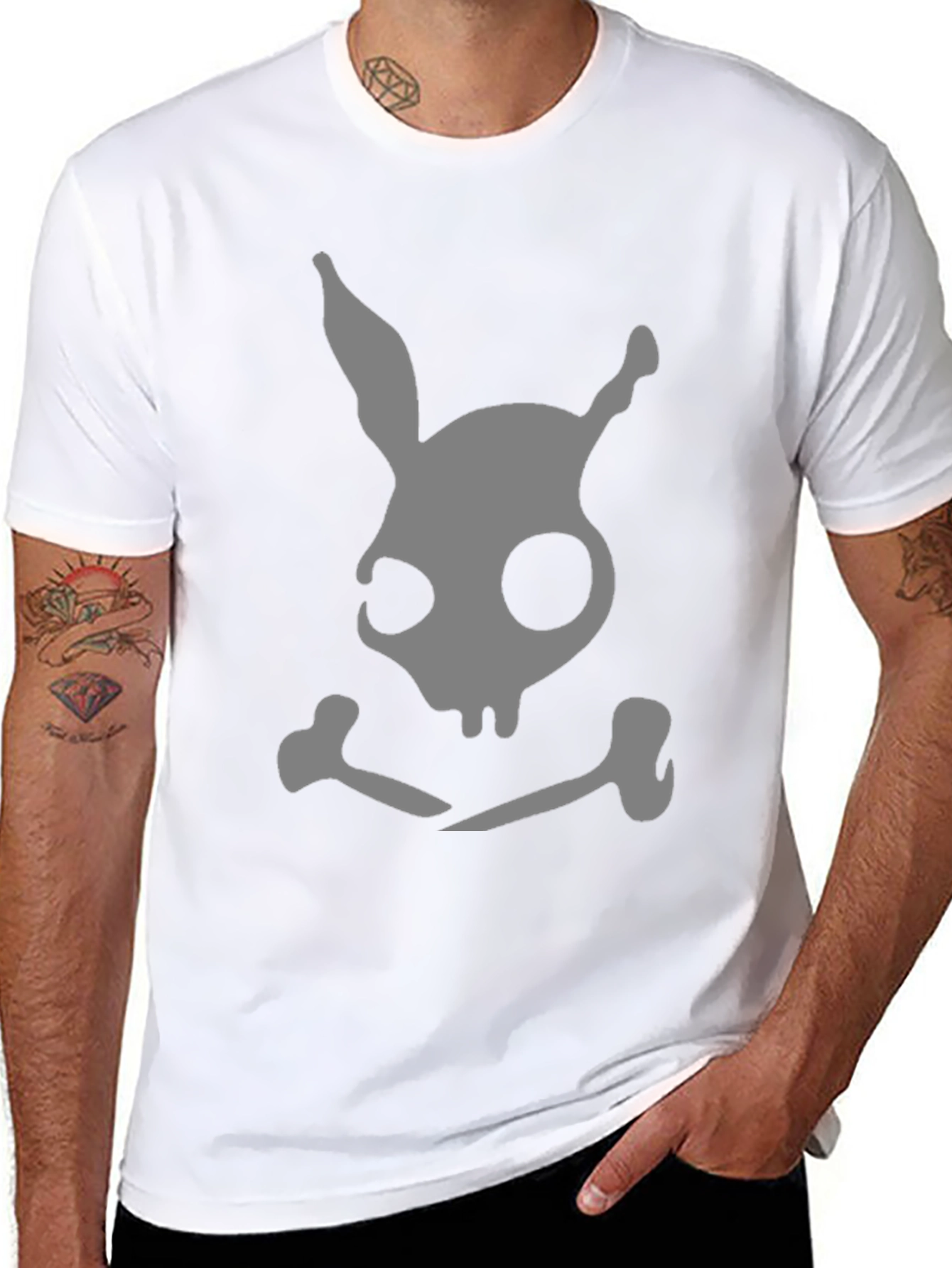 Dark Bunny Skull & Crossbones Black T-Shirt