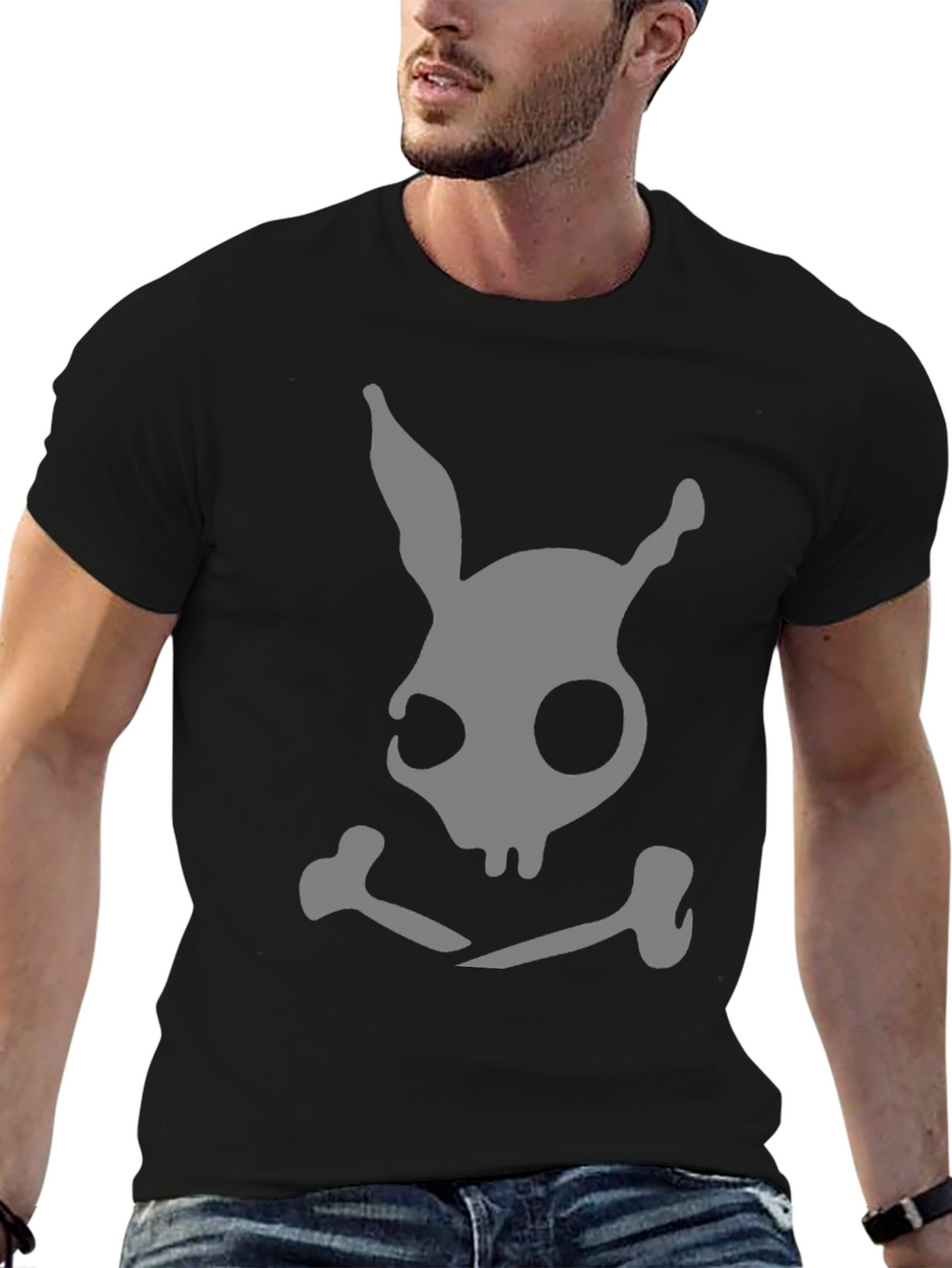 Dark Bunny Skull & Crossbones Black T-Shirt