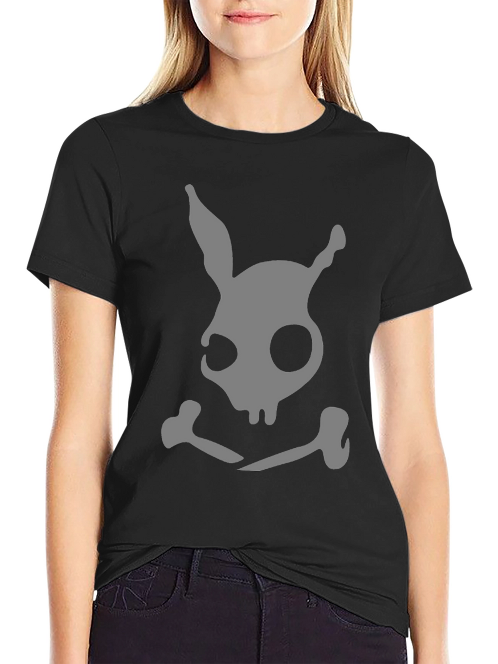 Dark Bunny Skull & Crossbones Black T-Shirt