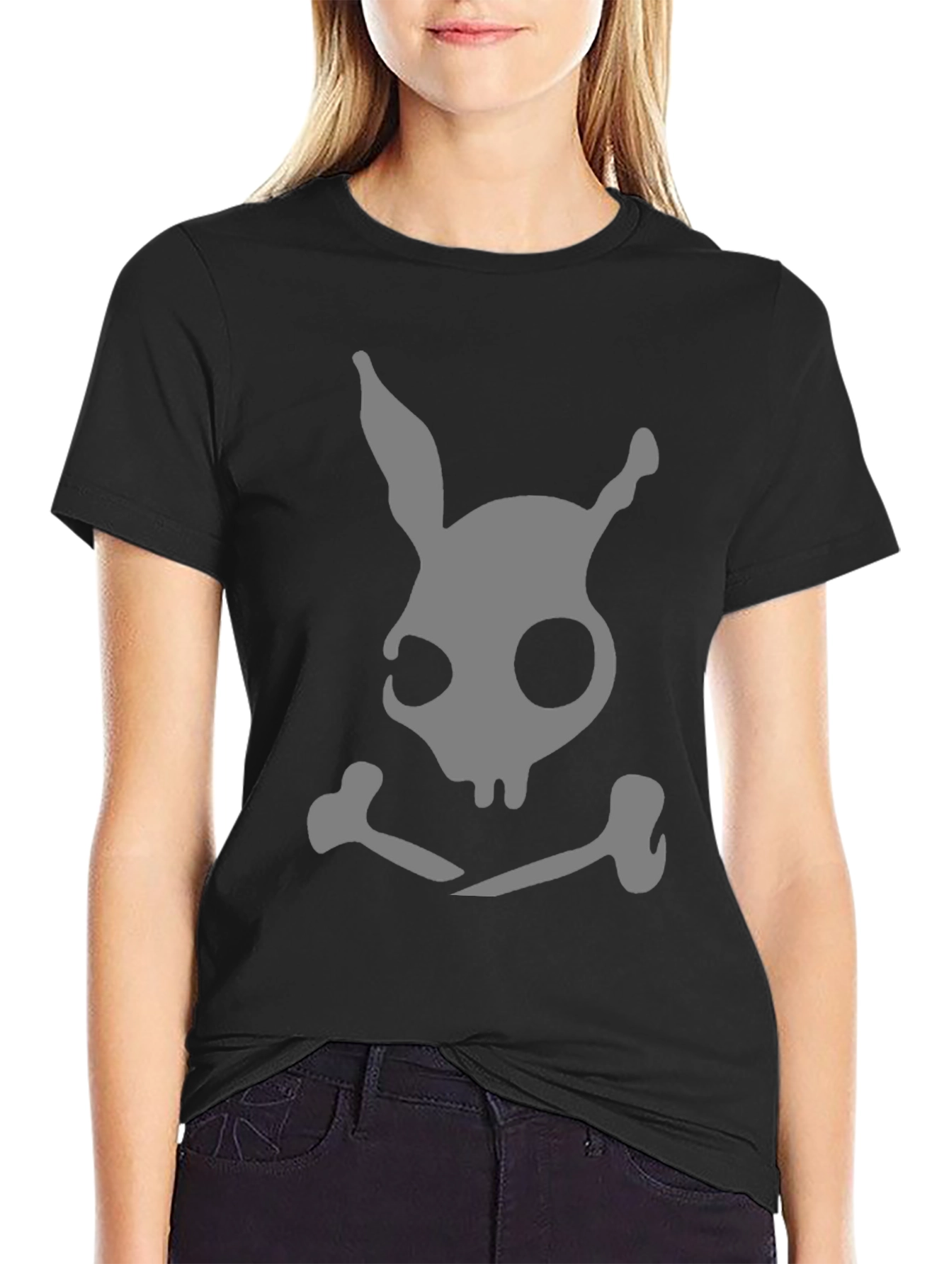 Dark Bunny Skull & Crossbones Black T-Shirt