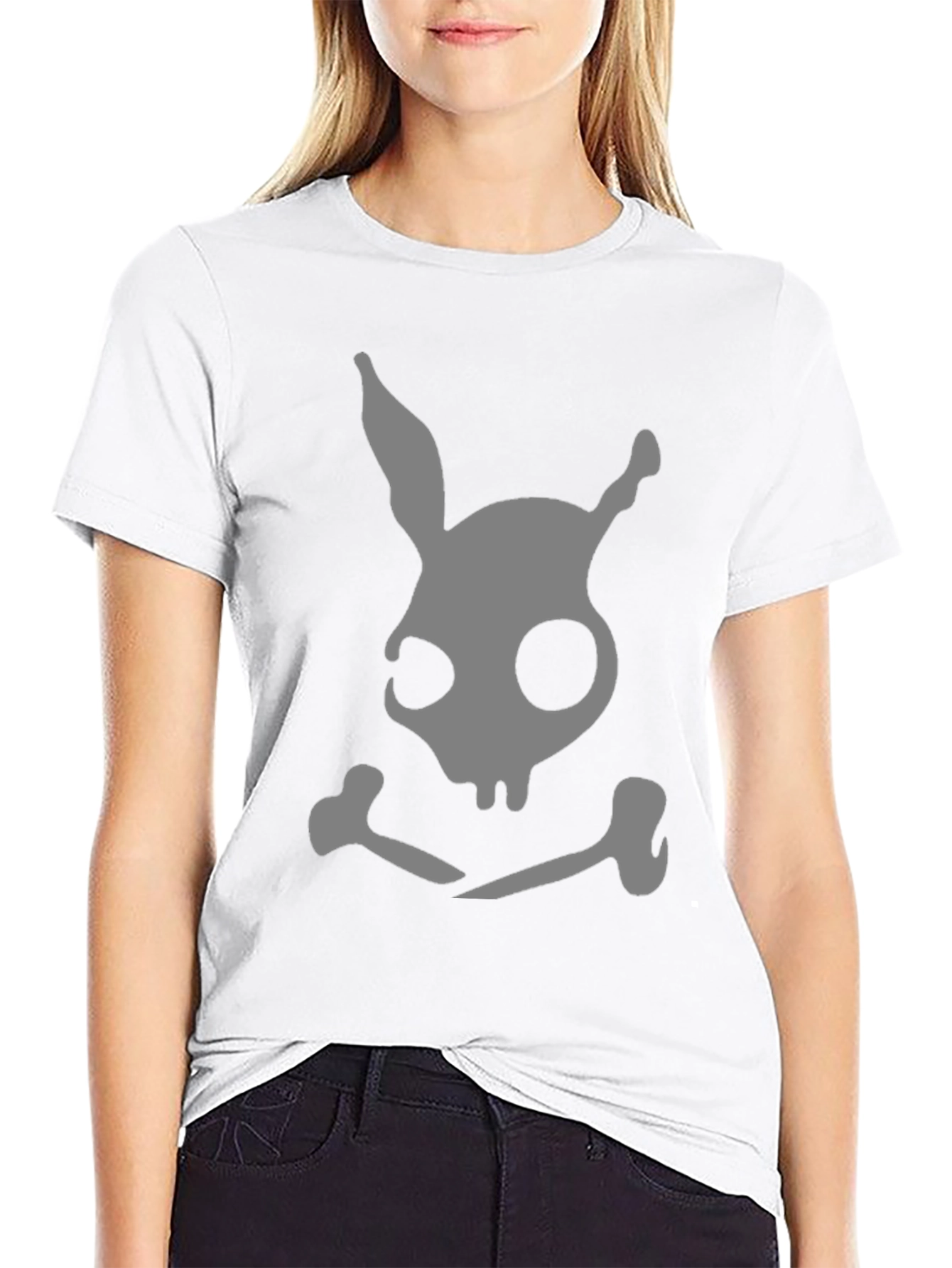 Dark Bunny Skull & Crossbones Black T-Shirt