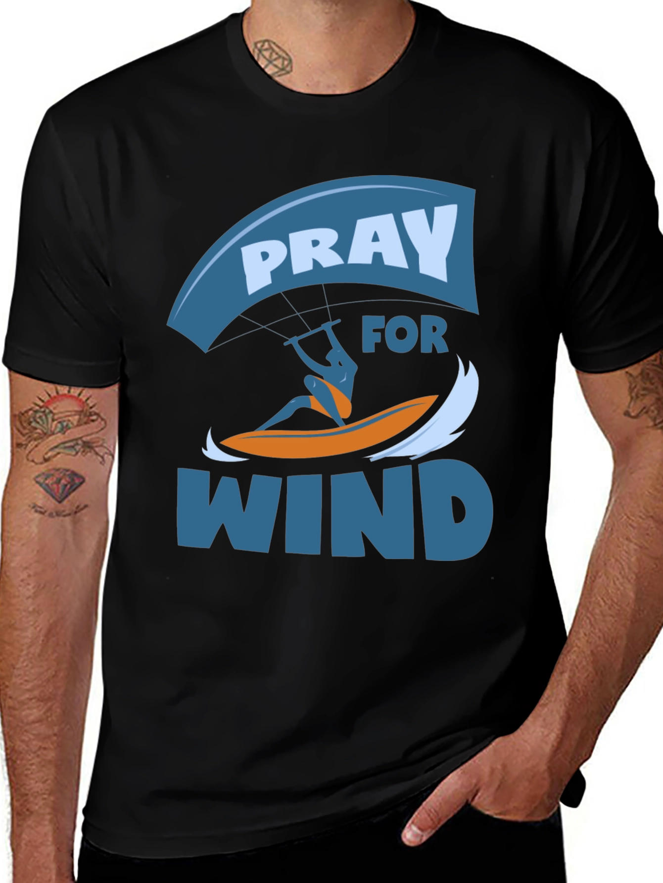 Pray for Wind Graphic T-Shirt - Kite Surfing