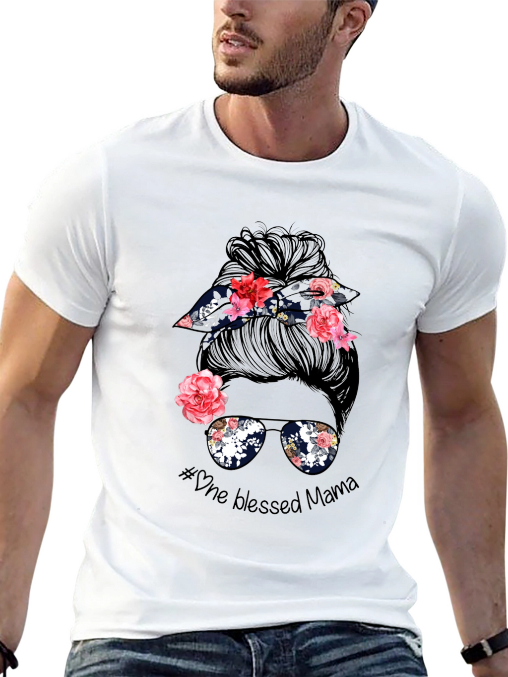 Blessed Mama Messy Bun Graphic Tee