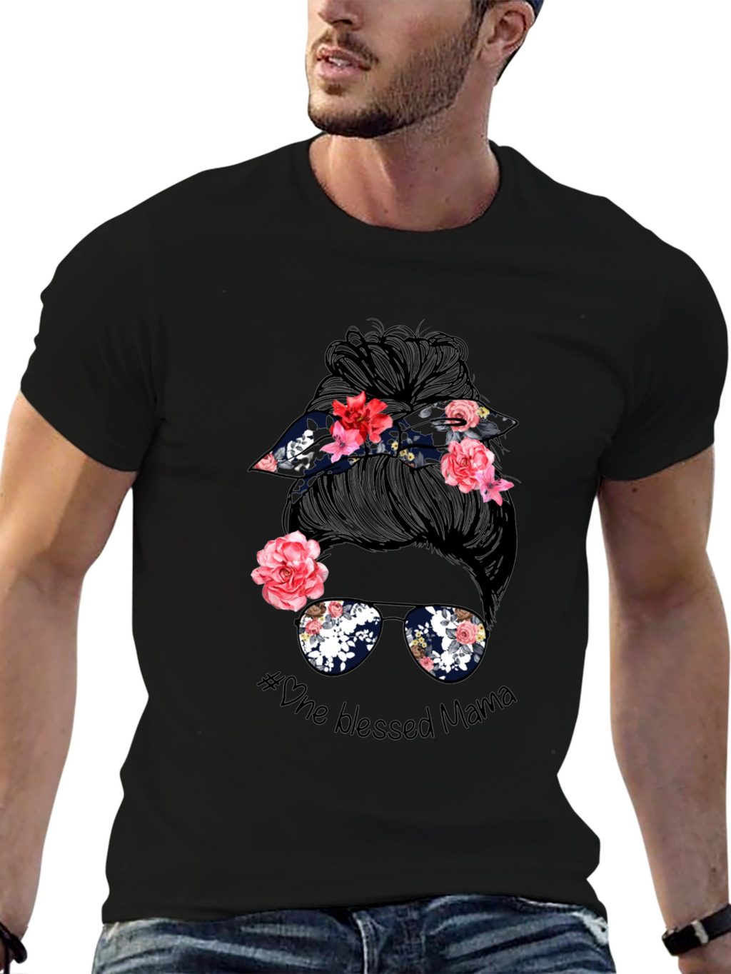 Blessed Mama Messy Bun Graphic Tee