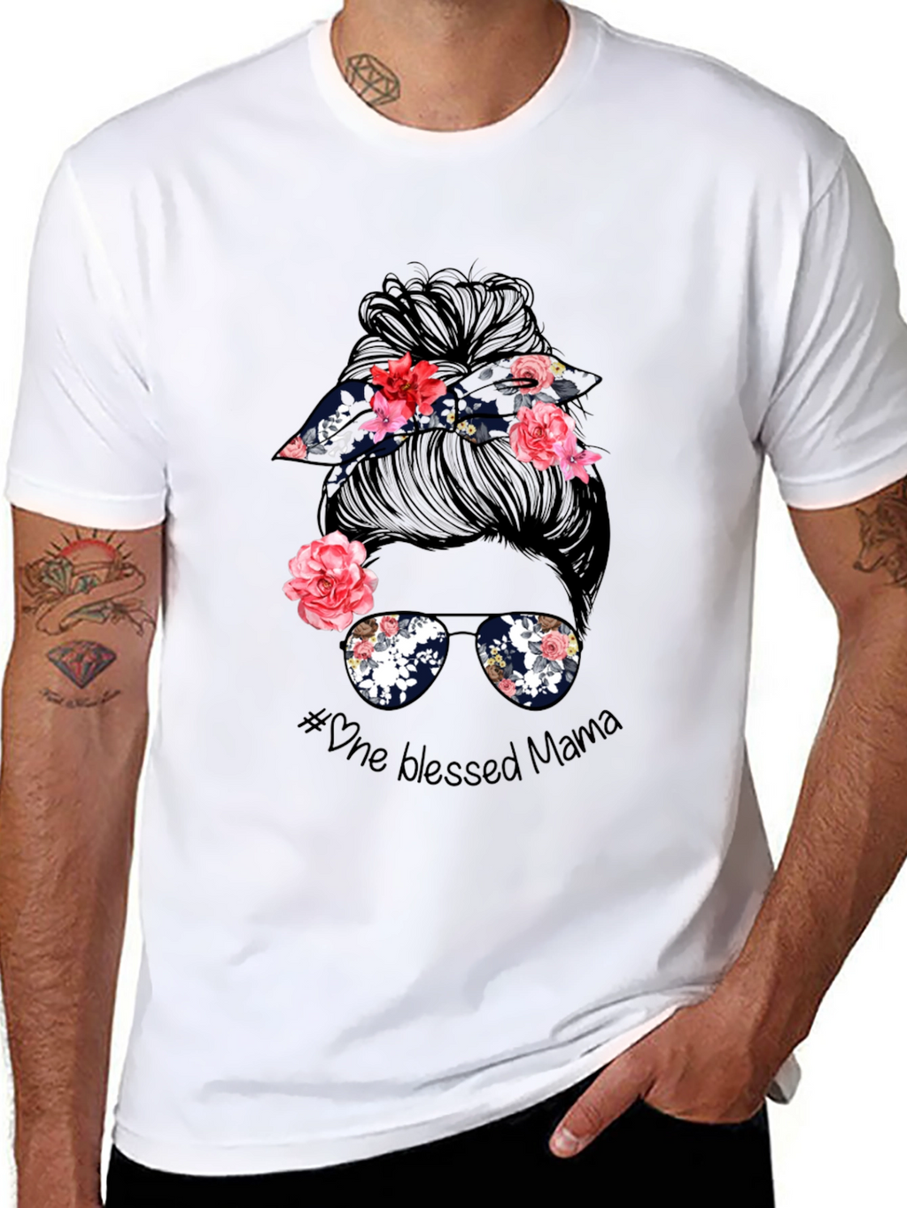 Blessed Mama Messy Bun Graphic Tee