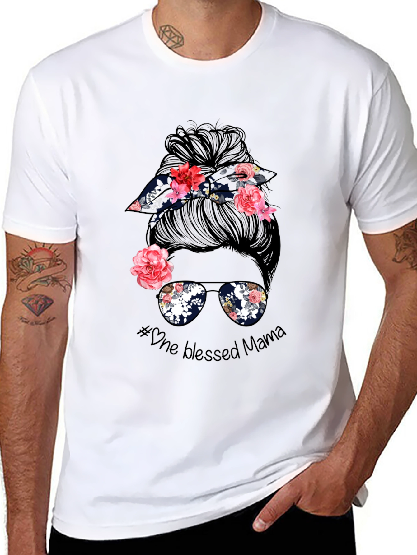 Blessed Mama Messy Bun Graphic Tee