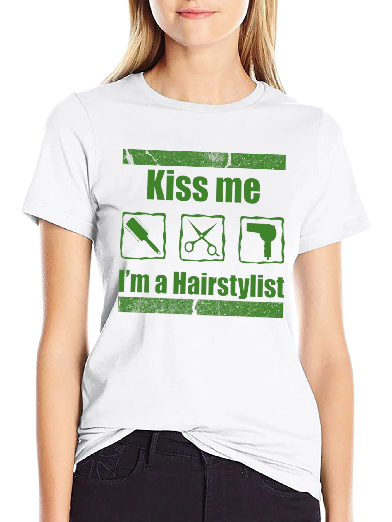 Kiss Me Im A Hair Stylist Black T-Shirt