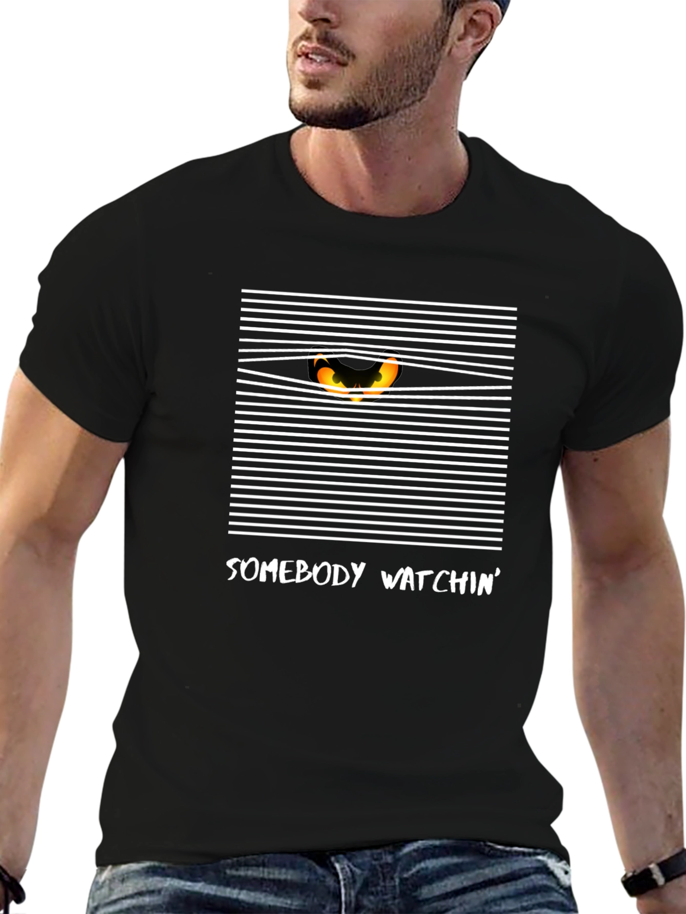 Somebody Watchin Graphic Tee - Black