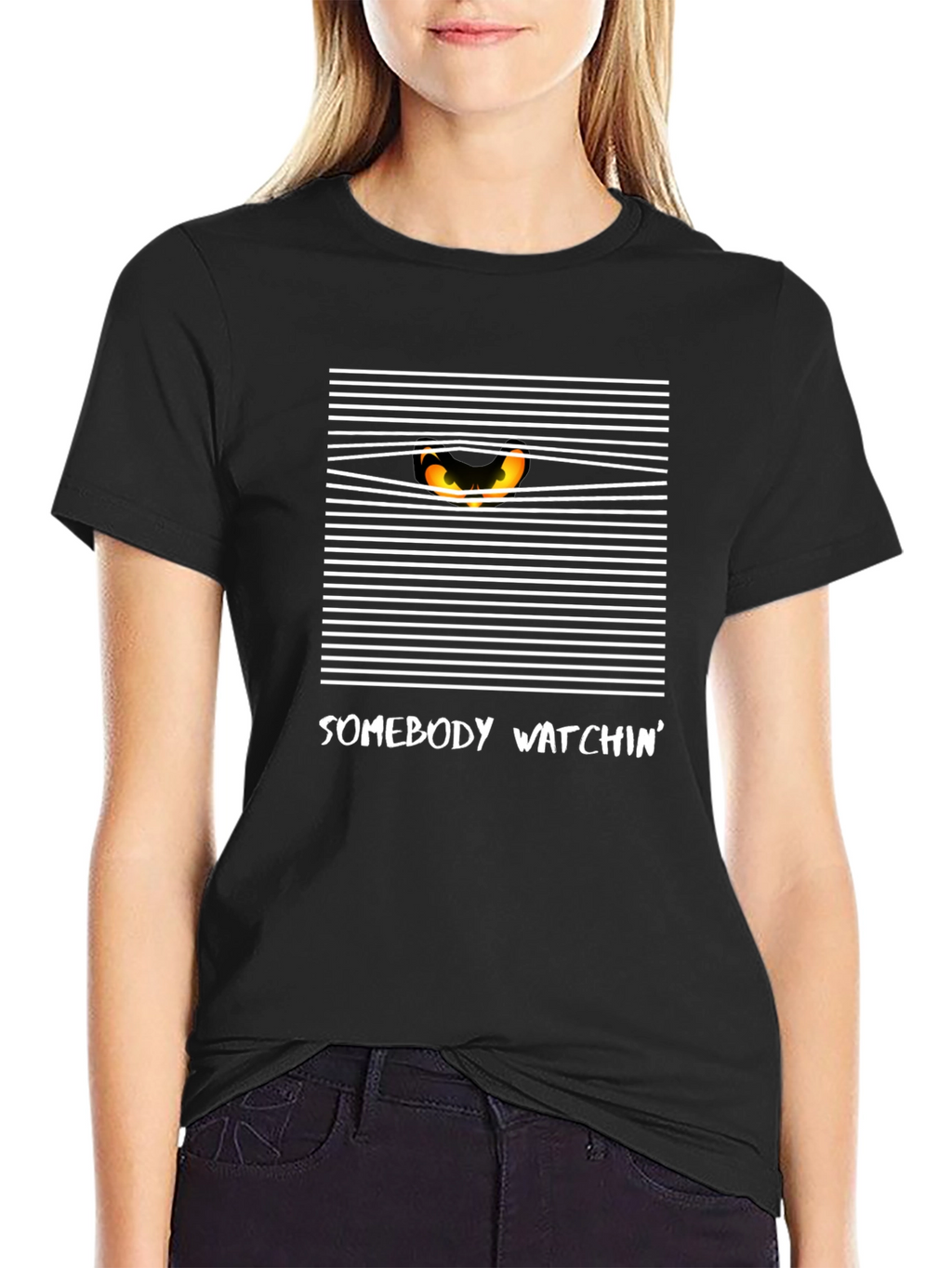 Somebody Watchin Graphic Tee - Black