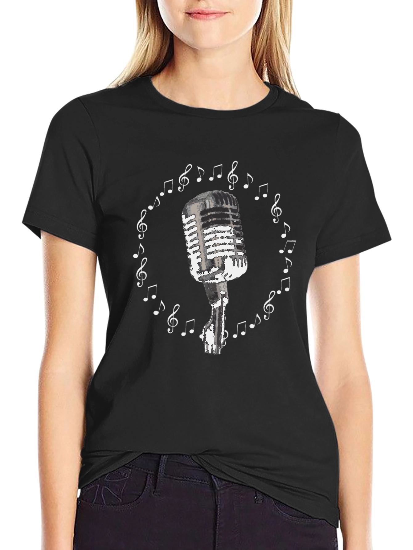 Vintage Microphone Music Notes T-Shirt