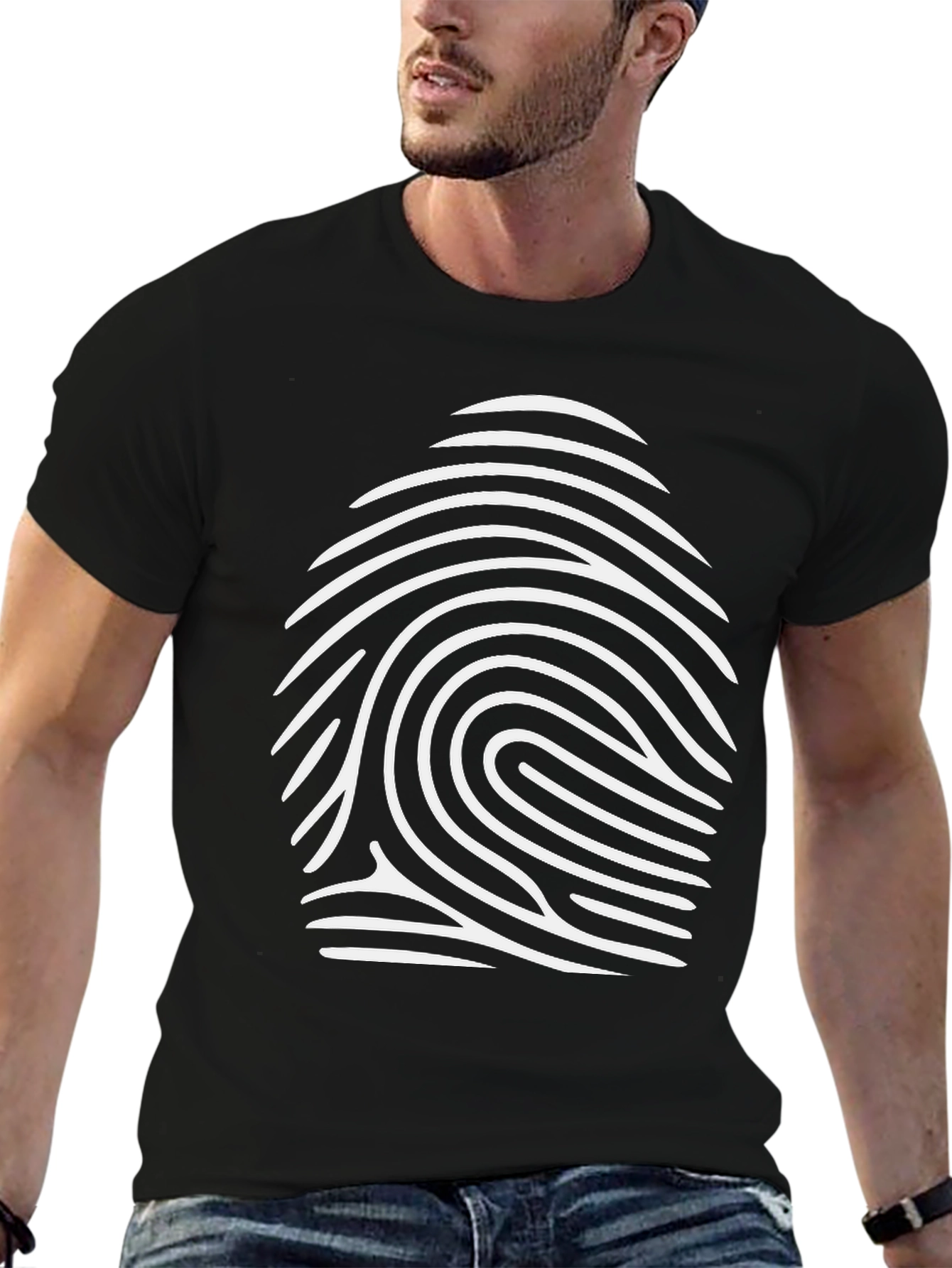 Fingerprint Graphic Black T-Shirt