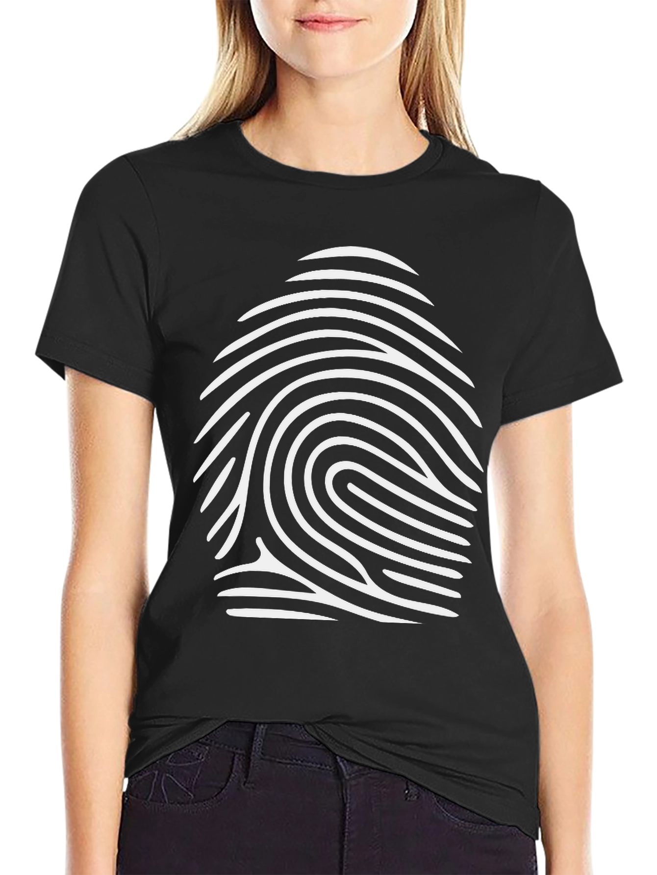 Fingerprint Graphic Black T-Shirt