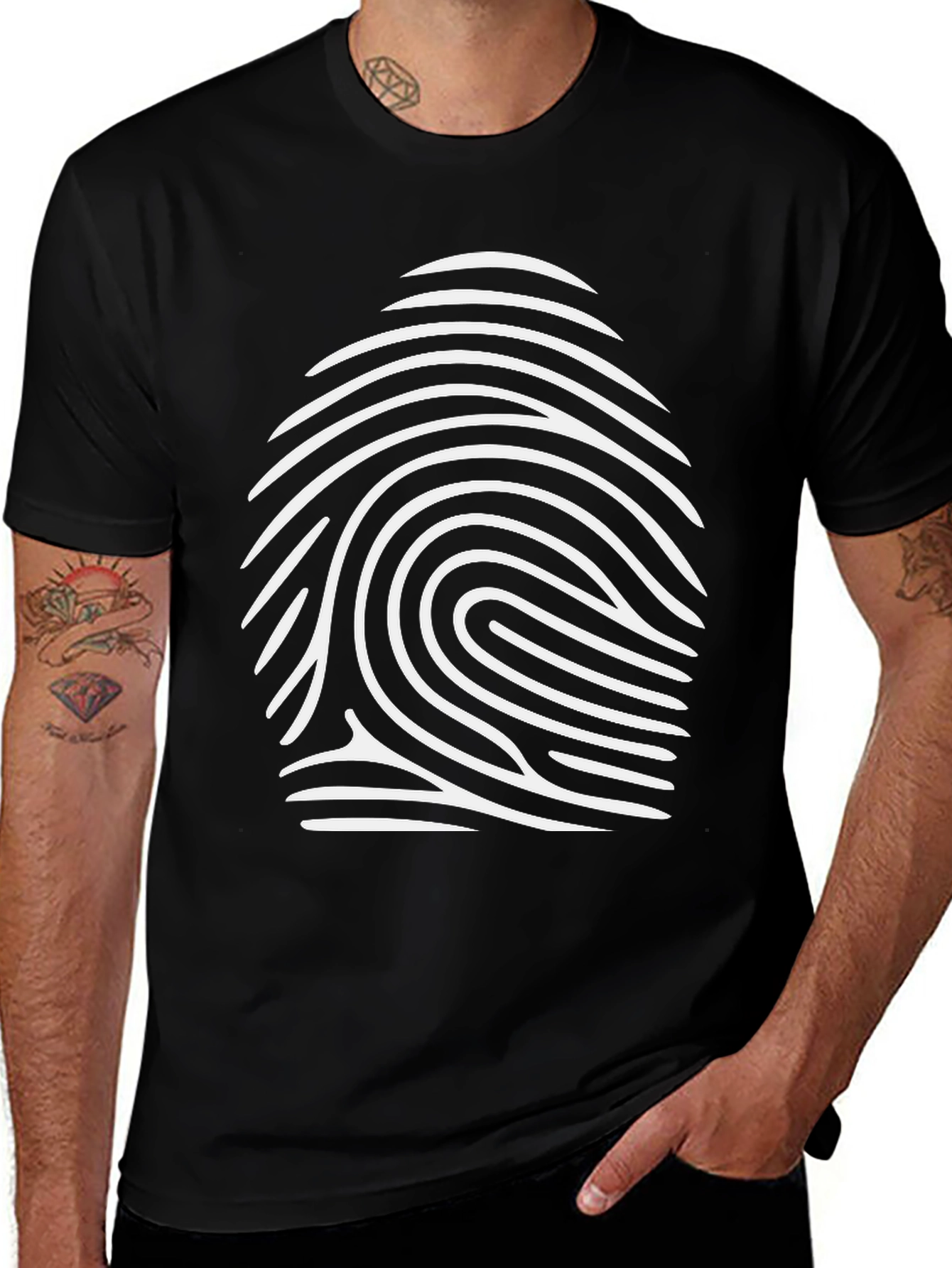 Fingerprint Graphic Black T-Shirt