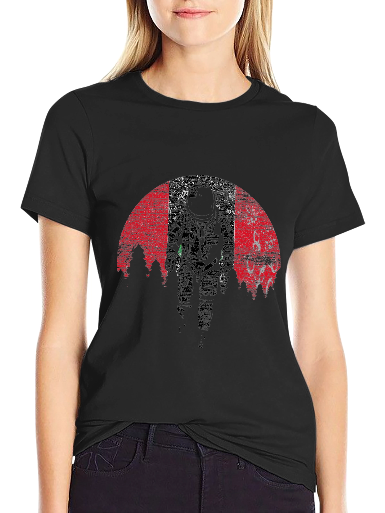 Astronaut Graphic Tee - Grunge Space Design