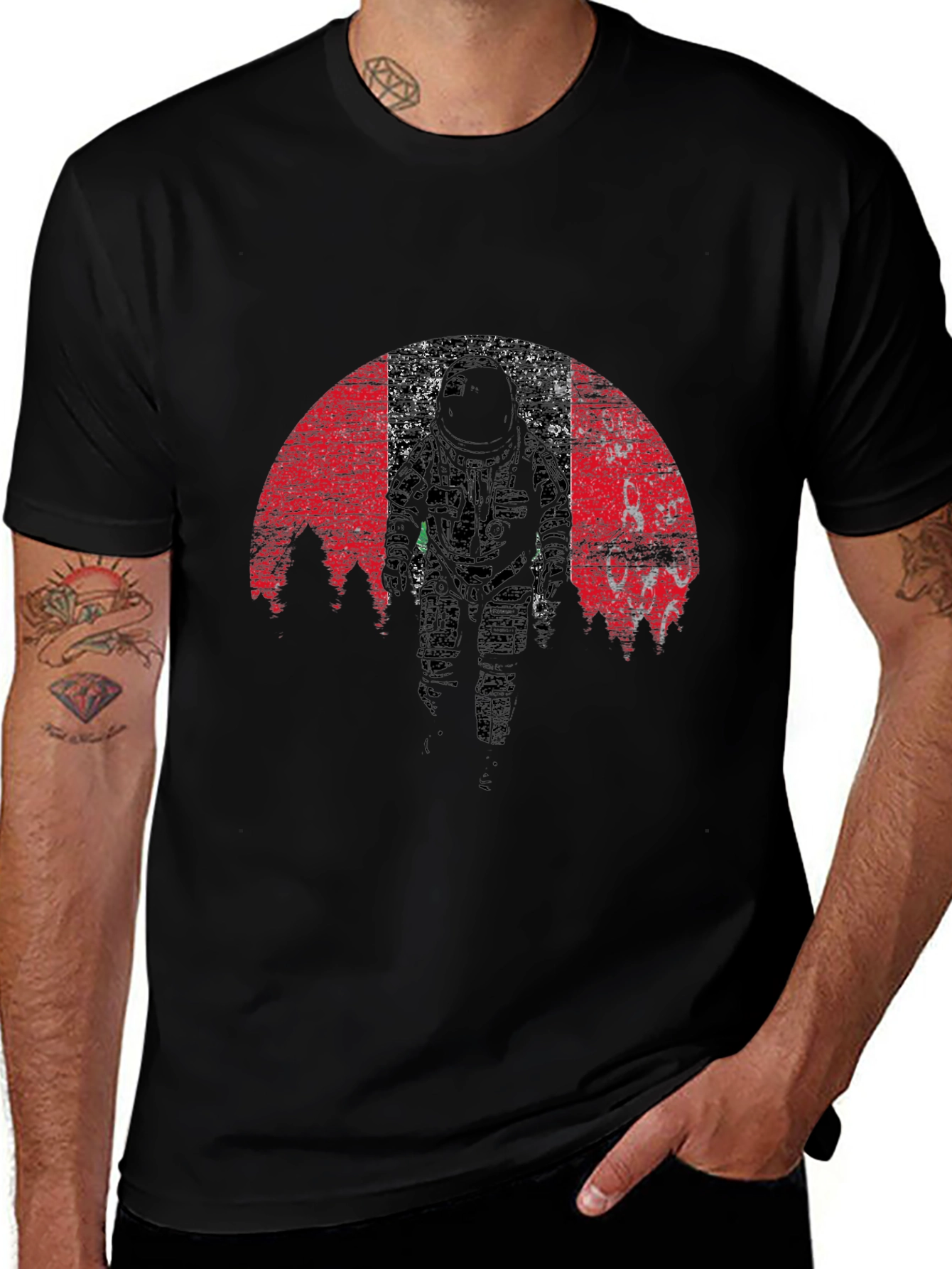 Astronaut Graphic Tee - Grunge Space Design