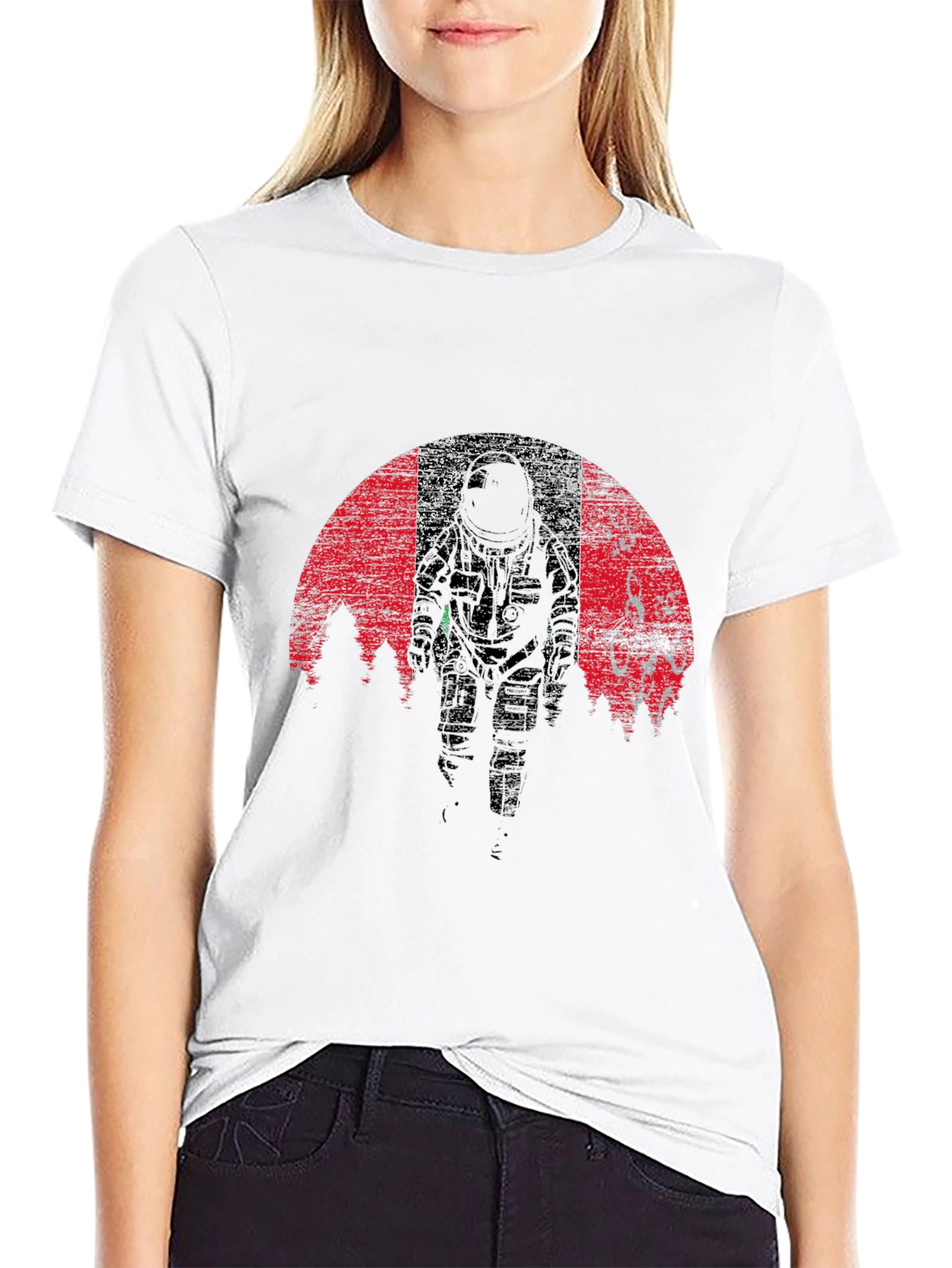Astronaut Graphic Tee - Grunge Space Design