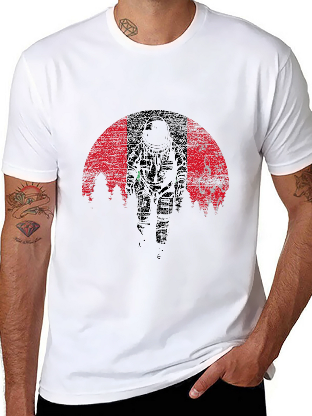 Astronaut Graphic Tee - Grunge Space Design