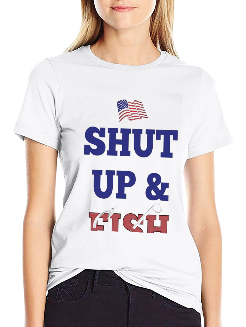 Shut Up and Fish T-Shirt - Patriotic Angler Tee