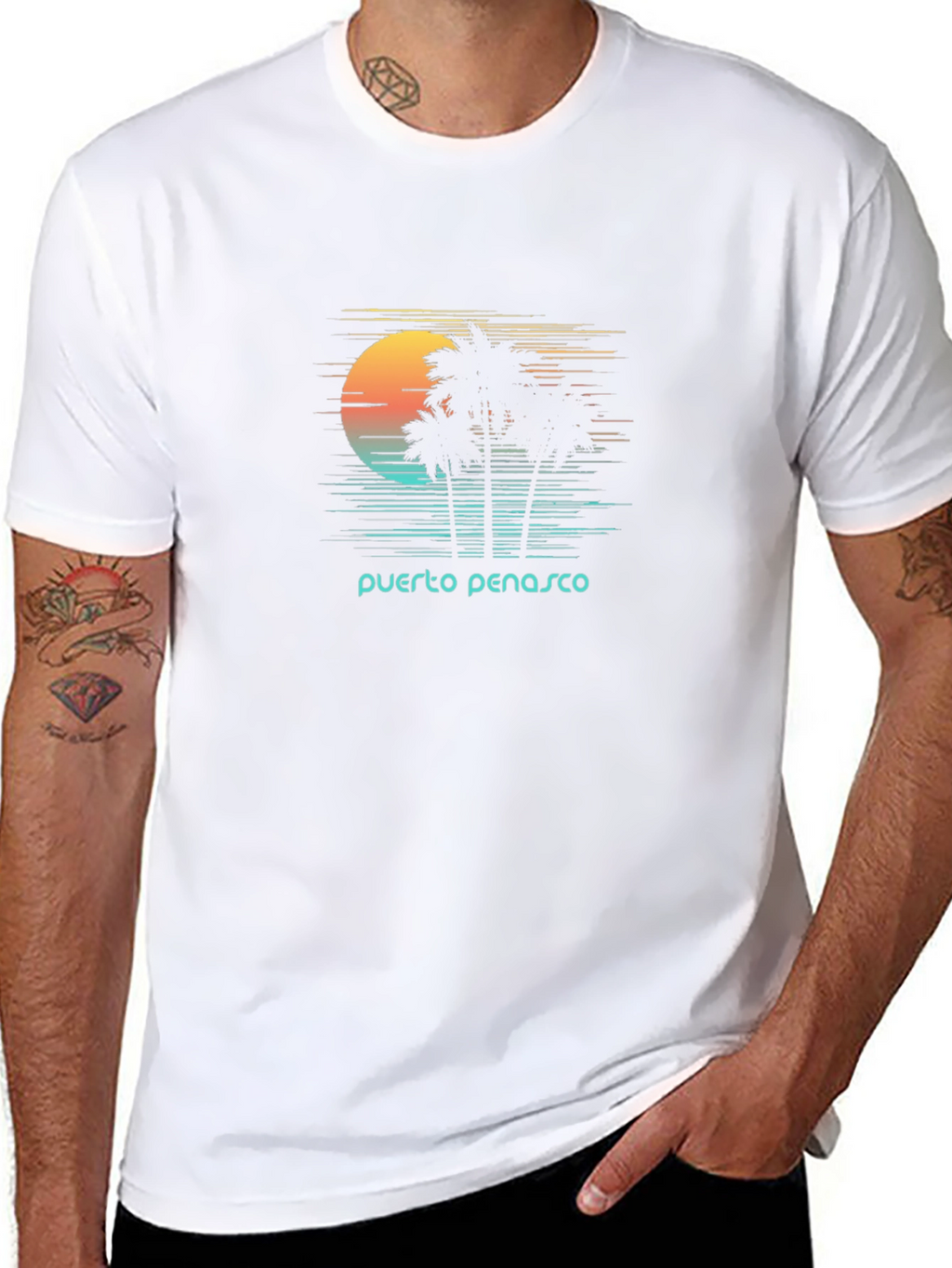 Puerto Penasco Sunset Palm T-Shirt