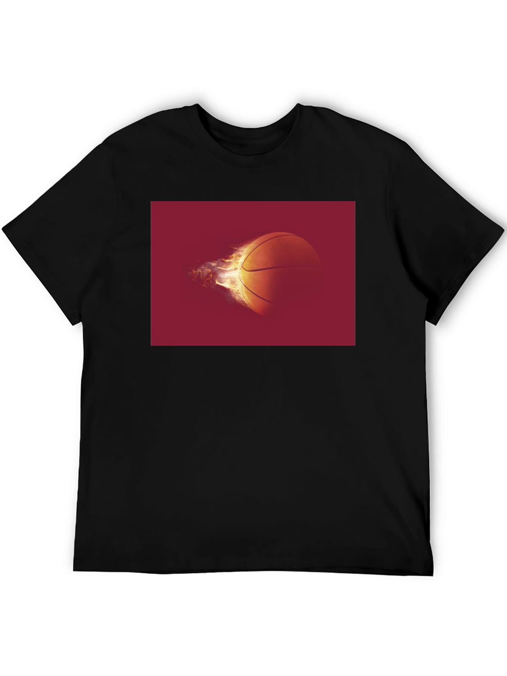 Flaming Basketball Graphic Tee - Black