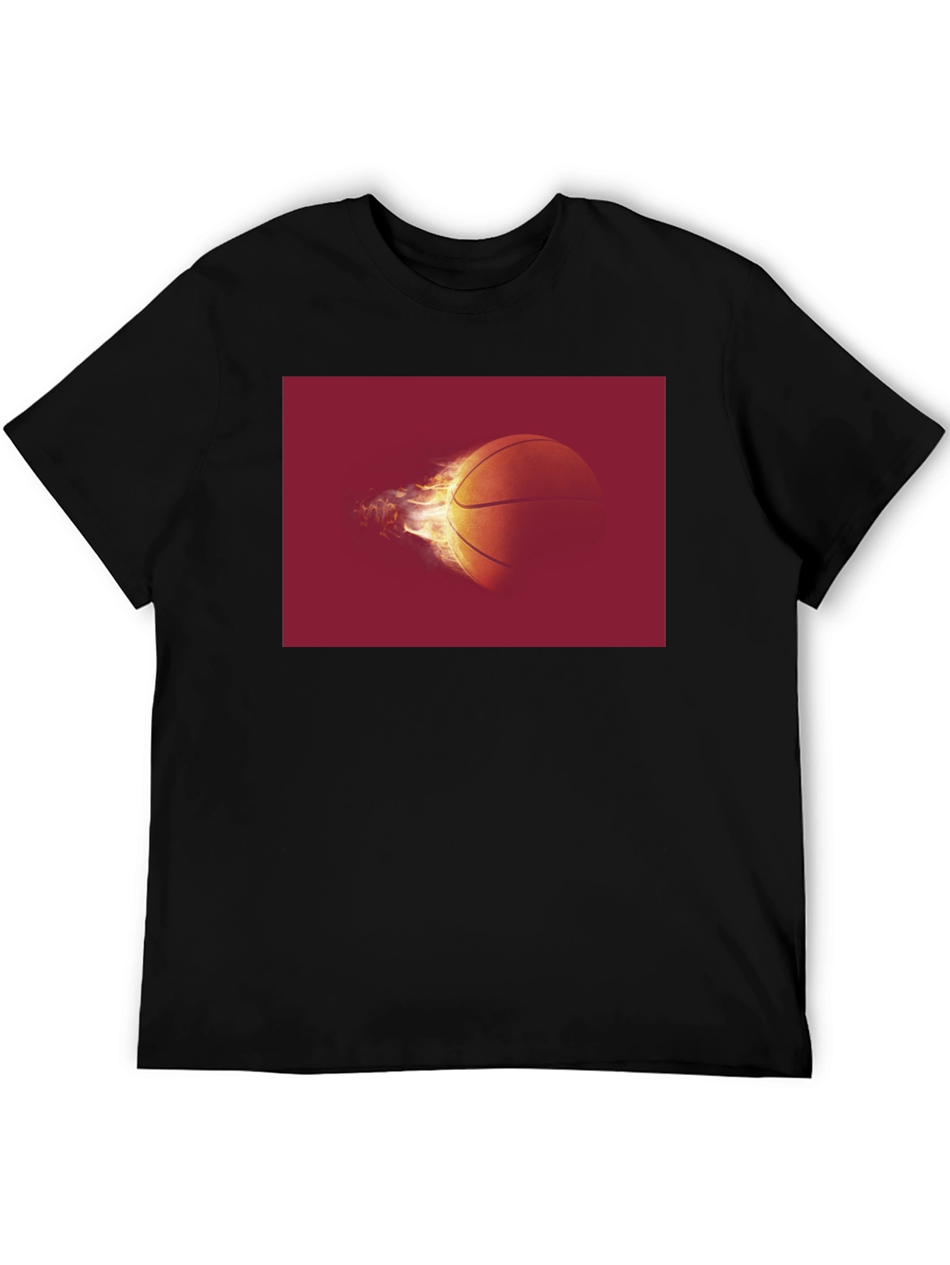 Flaming Basketball Graphic Tee - Black