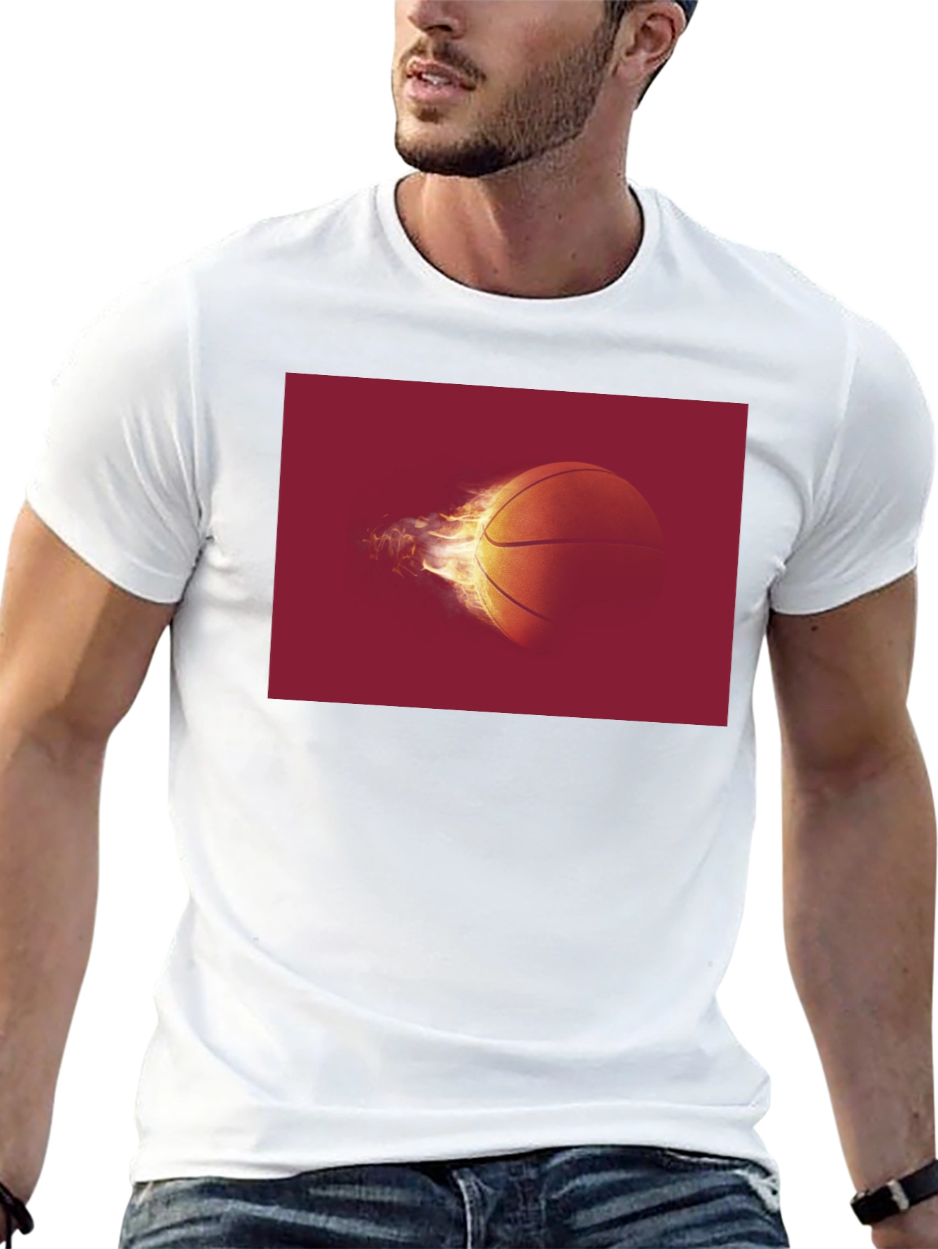 Flaming Basketball Graphic Tee - Black