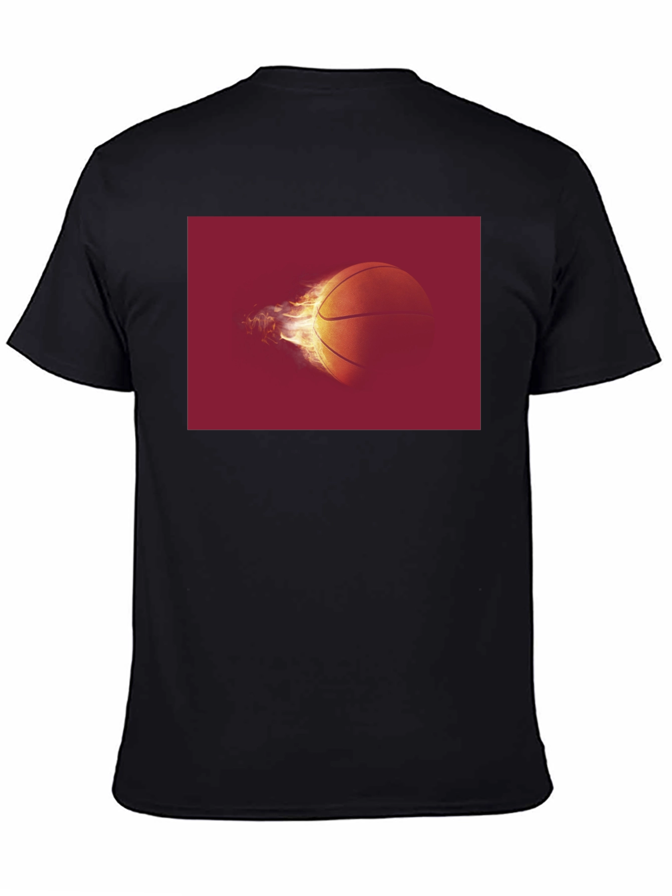 Flaming Basketball Graphic Tee - Black