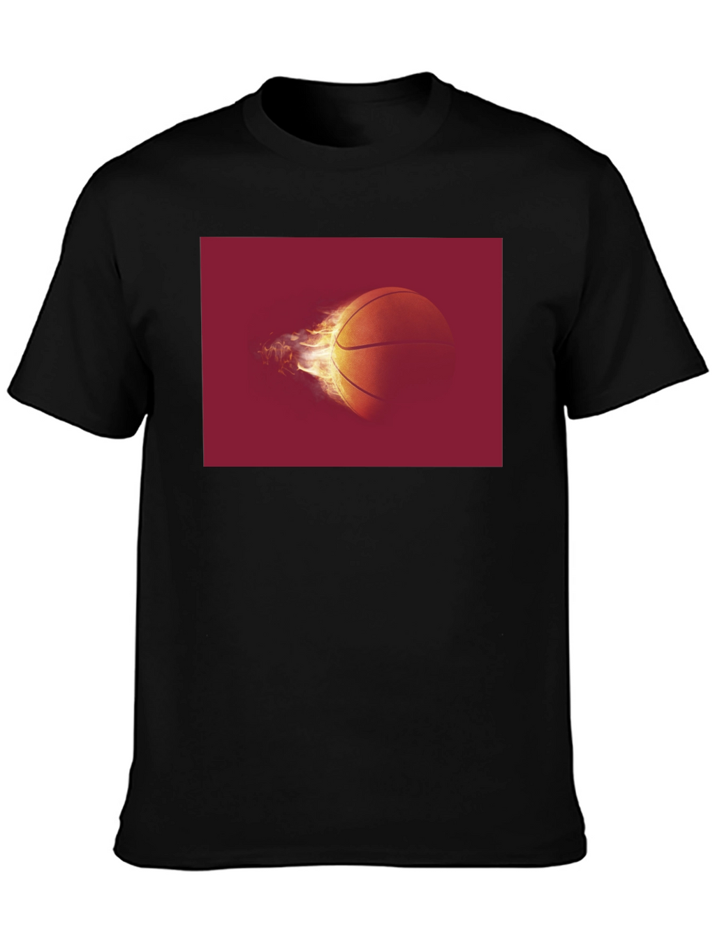 Flaming Basketball Graphic Tee - Black