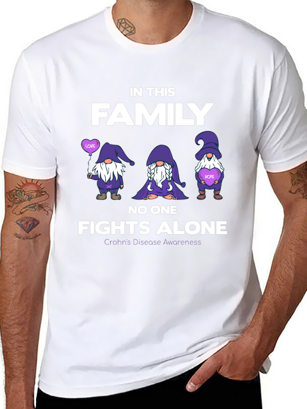 Crohns Disease Awareness T-Shirt - No One Fights Alone