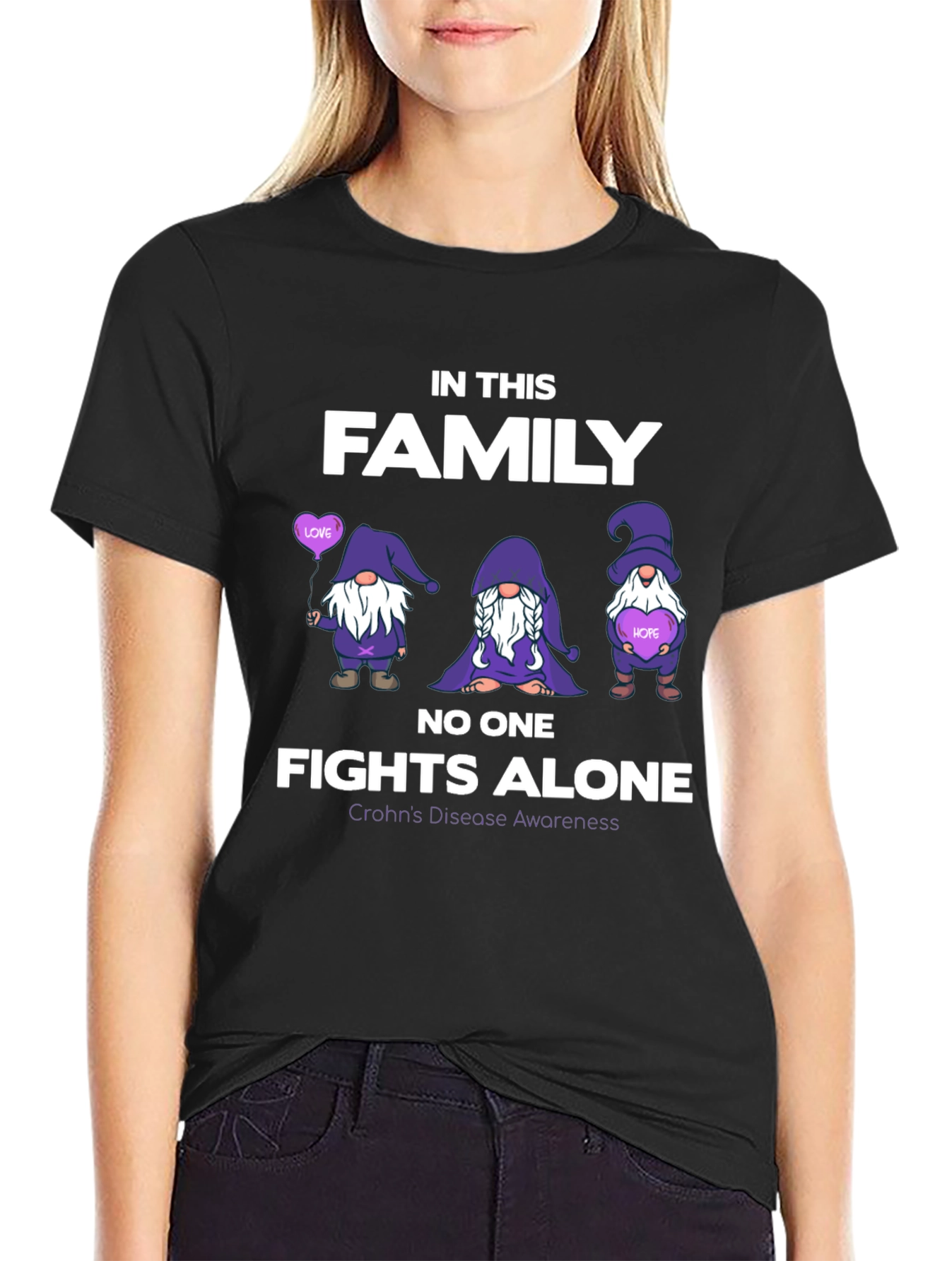 Crohns Disease Awareness T-Shirt - No One Fights Alone