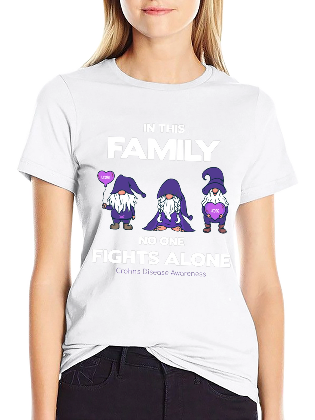 Crohns Disease Awareness T-Shirt - No One Fights Alone