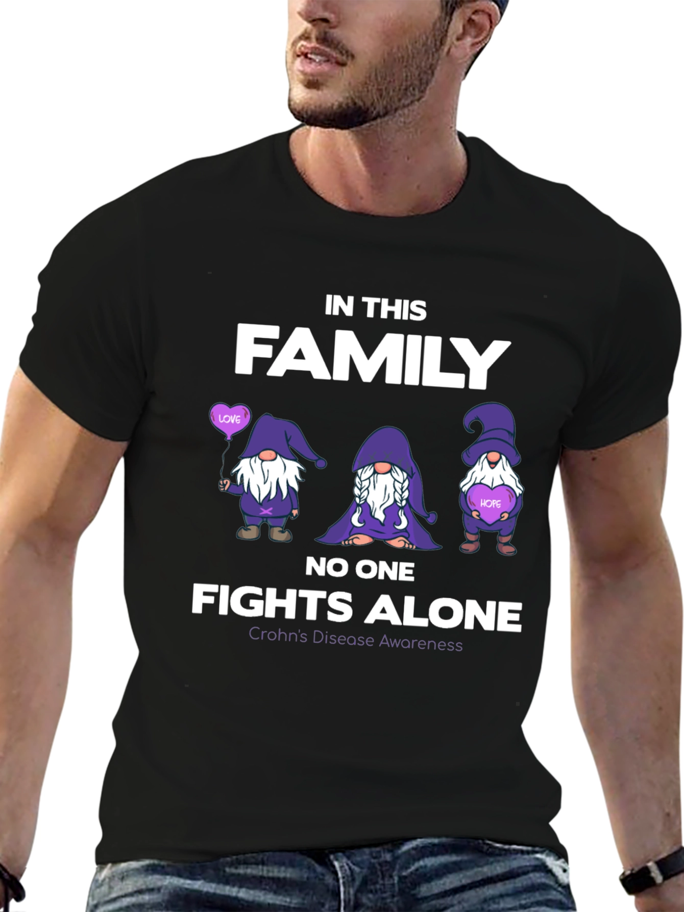 Crohns Disease Awareness T-Shirt - No One Fights Alone