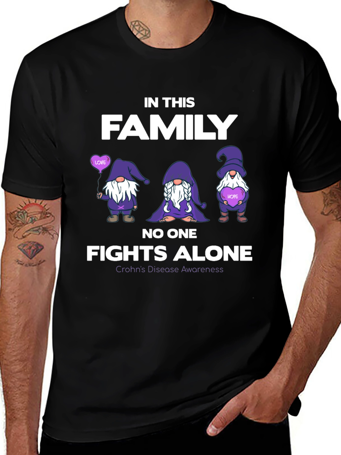 Crohns Disease Awareness T-Shirt - No One Fights Alone