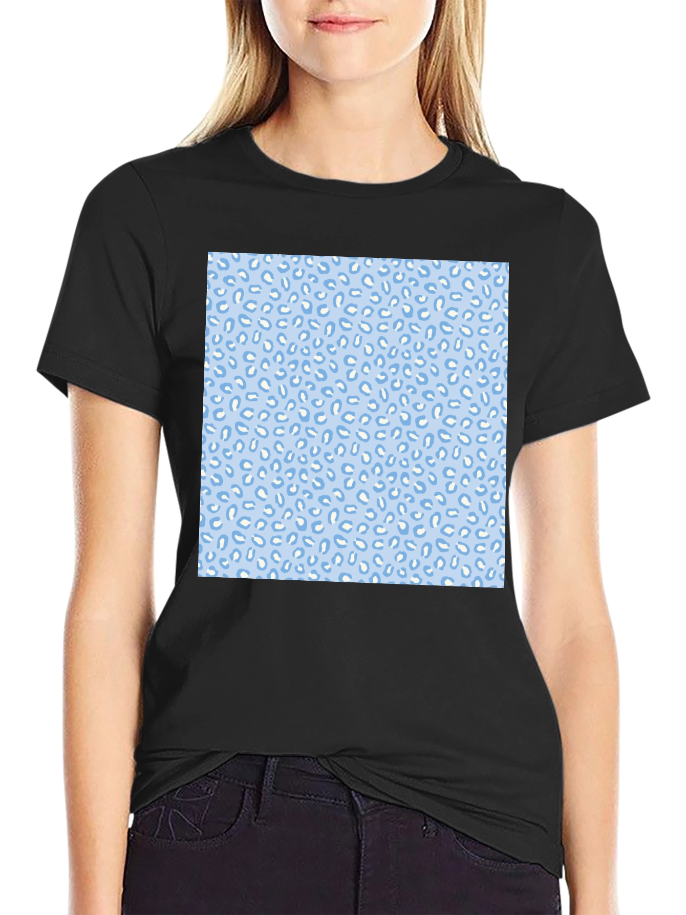 Cool Black Tee with Fun Blue Pattern
