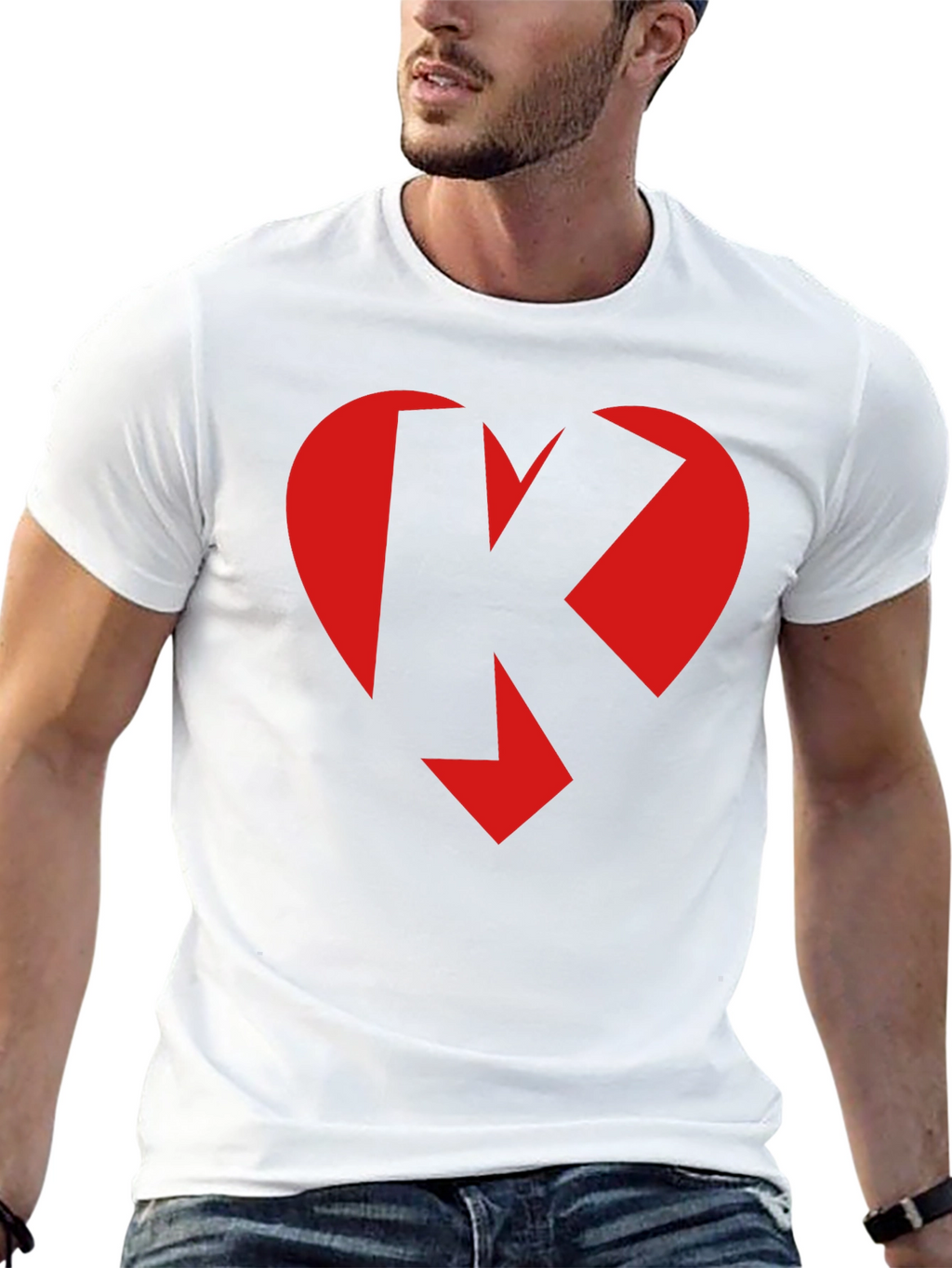 Heart K Graphic Tee - Black Crew Neck