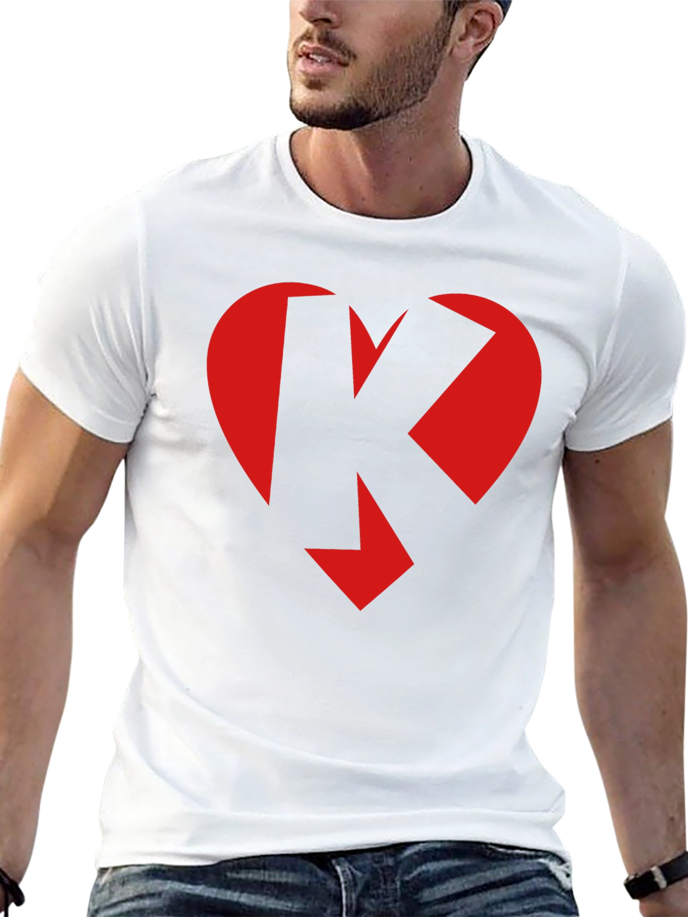 Heart K Graphic Tee - Black Crew Neck