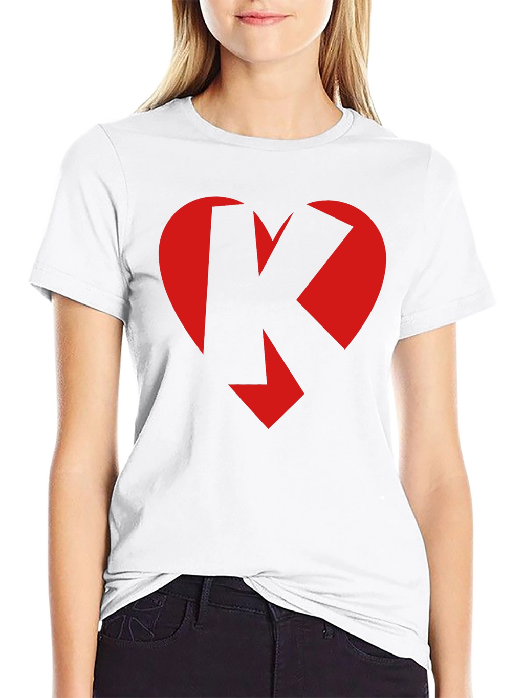 Heart K Graphic Tee - Black Crew Neck