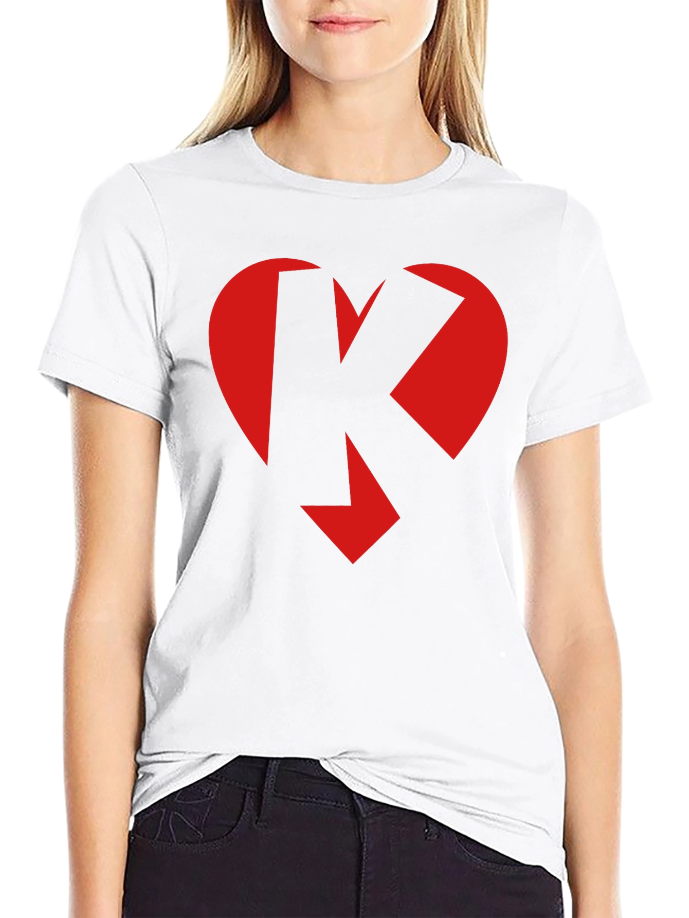 Heart K Graphic Tee - Black Crew Neck