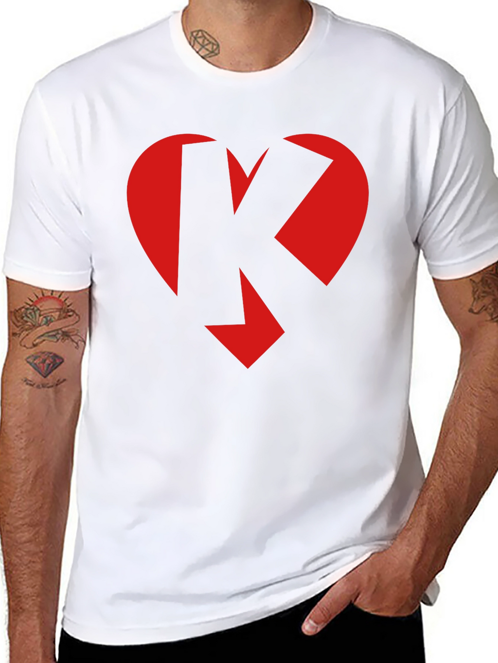 Heart K Graphic Tee - Black Crew Neck