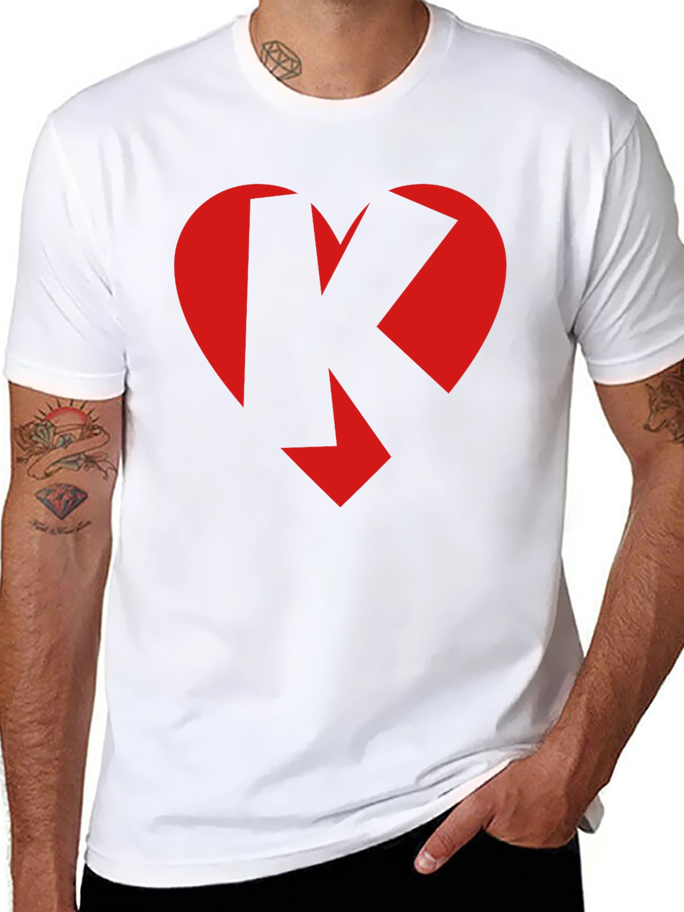 Heart K Graphic Tee - Black Crew Neck